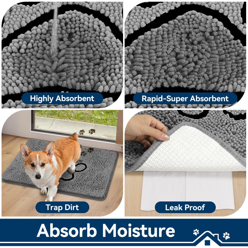 Bcoimo Super Absorbent Dog Door Mat, 36"*24" Anti Slip Mat for Muddy Paws, Pet Rugs for Dirty Paws Washable That Absorbs Moisture and Dirt, for Dog Cage and Pet Resting Carpet - Image 4