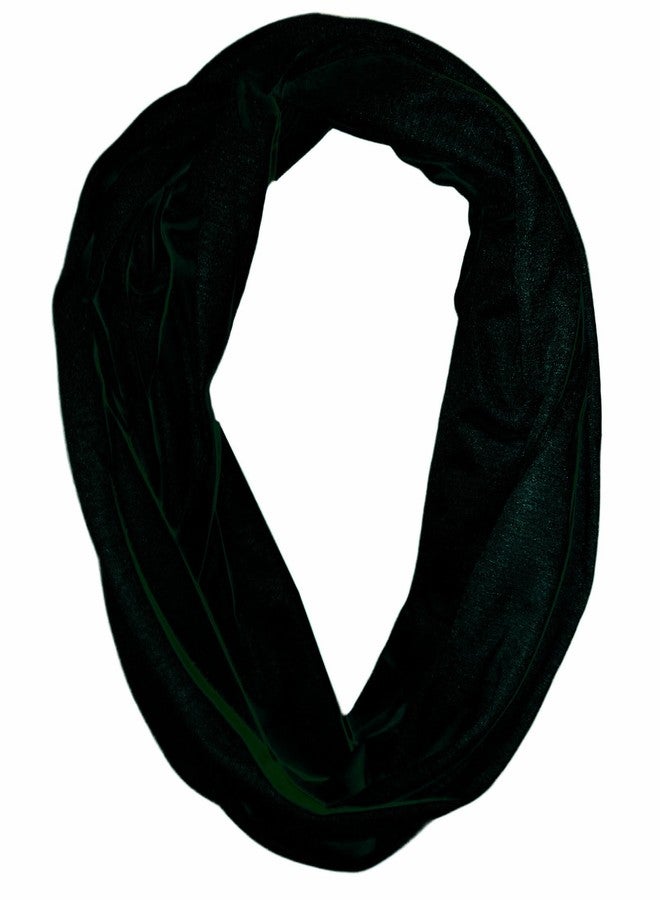 California Solid Black Infinity Polyester Scarf with Hidden Zipper Pocket - Image 1