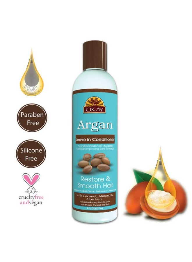 OKAY ; Argan Leave In Conditioner ; For All Hair Types & Textures ; Restore Hydrate & Smooth Hair ; With Coconut Almond & Aloe Vera ; Free Of Parabens Silicones Sulfates ; 8 Oz - Image 4