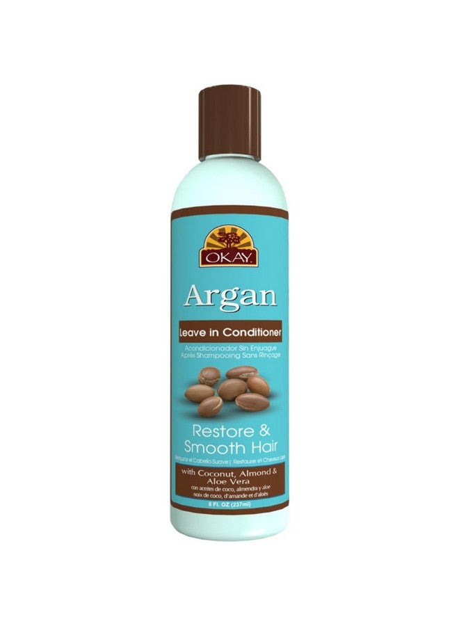 OKAY ; Argan Leave In Conditioner ; For All Hair Types & Textures ; Restore Hydrate & Smooth Hair ; With Coconut Almond & Aloe Vera ; Free Of Parabens Silicones Sulfates ; 8 Oz - Image 2