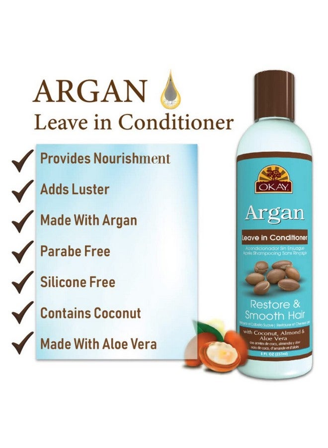 OKAY ; Argan Leave In Conditioner ; For All Hair Types & Textures ; Restore Hydrate & Smooth Hair ; With Coconut Almond & Aloe Vera ; Free Of Parabens Silicones Sulfates ; 8 Oz - Image 5