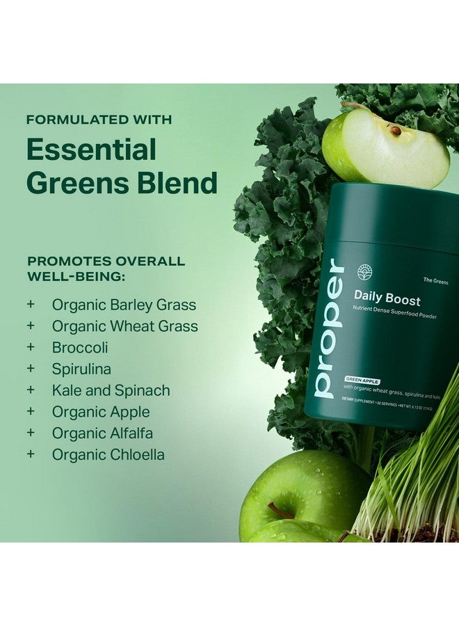 Proper, The Greens Daily Boost Organic Greens Powder. Whole Food, Apple Flavor Veggie Powder Superfood with Wheatgrass, Spirulina, Chlorella, Probiotics. Daily Drink Mix for Wellness and Digestion - Image 4