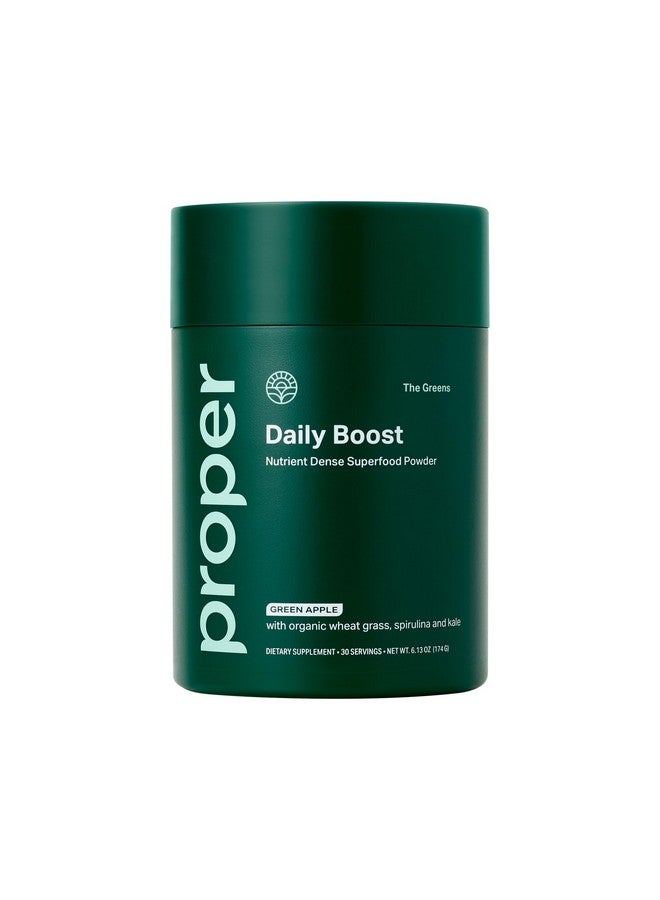 Proper, The Greens Daily Boost Organic Greens Powder. Whole Food, Apple Flavor Veggie Powder Superfood with Wheatgrass, Spirulina, Chlorella, Probiotics. Daily Drink Mix for Wellness and Digestion - Image 1