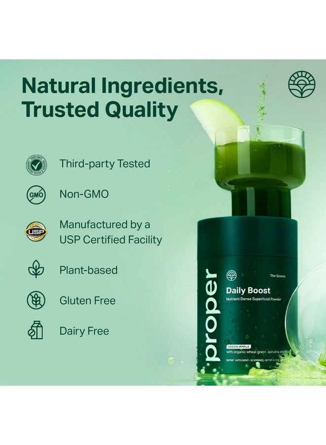 Proper, The Greens Daily Boost Organic Greens Powder. Whole Food, Apple Flavor Veggie Powder Superfood with Wheatgrass, Spirulina, Chlorella, Probiotics. Daily Drink Mix for Wellness and Digestion - Image 5