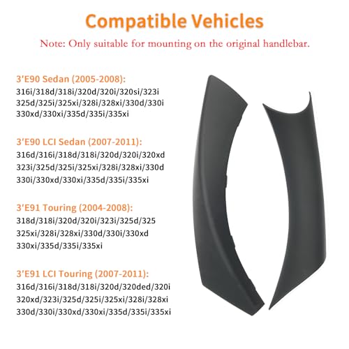 BJchiwu 6PCS/Set Interior Inner Inside Door Pull Sticky Handle Cover for BMW 3 Series E90/E91/E92/E93 320 325 328 335 330 M3 (2004-2011) Left and Right Passenger Side (Black) - Image 5
