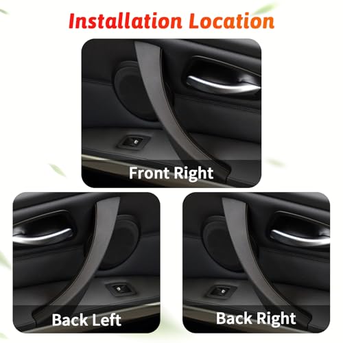 BJchiwu 6PCS/Set Interior Inner Inside Door Pull Sticky Handle Cover for BMW 3 Series E90/E91/E92/E93 320 325 328 335 330 M3 (2004-2011) Left and Right Passenger Side (Black) - Image 3