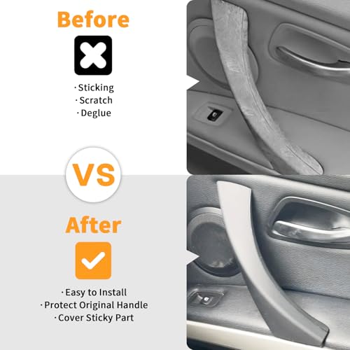 BJchiwu 6PCS/Set Interior Inner Inside Door Pull Sticky Handle Cover for BMW 3 Series E90/E91/E92/E93 320 325 328 335 330 M3 (2004-2011) Left and Right Passenger Side (Black) - Image 2