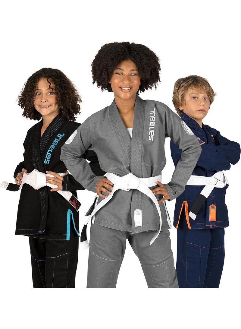 سنابول جي جيتسو برازيلية للأطفال من سانابول فيوتشر ليجيندز - كيمونو جيو جيتسو برازيلية خفيف الوزن ومتين للأطفال والشباب - مثالي للتدريب والمنافسة - فضي/أبيض - Image 1