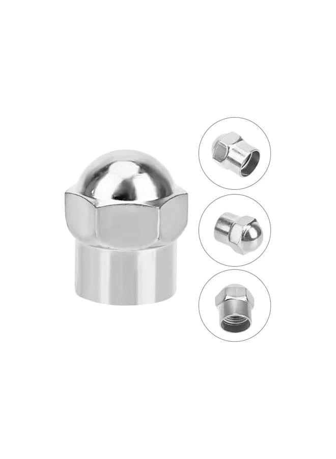 S-TOP 20Pcs Chrome Hexagon Tyre Valve Dust Caps Plastics Dome Metal Valve with Red O-Ring Rubber Seal for Motorcycle Cars Bicycles Trucks Scooter SUV Van,Plastics Tire Valve Caps - Image 1