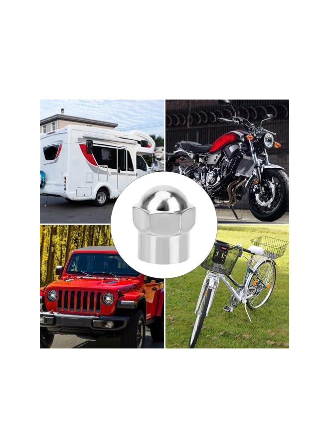 S-TOP 20Pcs Chrome Hexagon Tyre Valve Dust Caps Plastics Dome Metal Valve with Red O-Ring Rubber Seal for Motorcycle Cars Bicycles Trucks Scooter SUV Van,Plastics Tire Valve Caps - Image 4