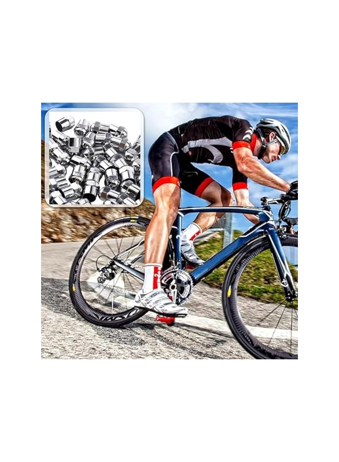 S-TOP 20Pcs Chrome Hexagon Tyre Valve Dust Caps Plastics Dome Metal Valve with Red O-Ring Rubber Seal for Motorcycle Cars Bicycles Trucks Scooter SUV Van,Plastics Tire Valve Caps - Image 3