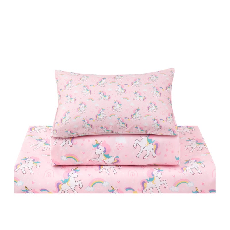 lasoftan Kids Sheet Set Twin Size 3 Pcs  Girls Twin Sheet Set with Pink Unicorn Pattern Kids Girls Twin Fitted Sheet  Breathable & Silky Soft Microfiber Kids Fitted Sheet - Image 5