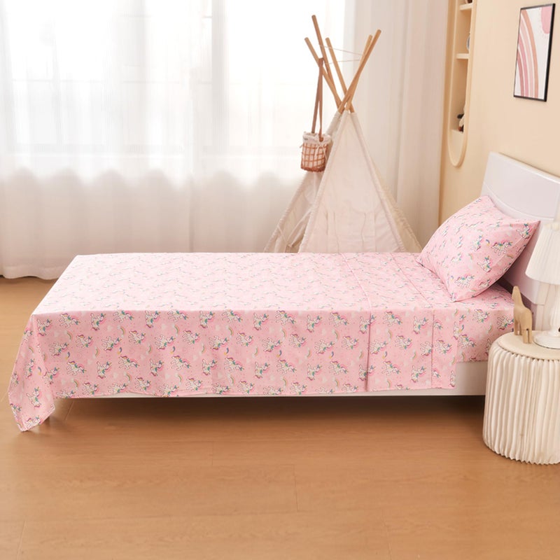 lasoftan Kids Sheet Set Twin Size 3 Pcs  Girls Twin Sheet Set with Pink Unicorn Pattern Kids Girls Twin Fitted Sheet  Breathable & Silky Soft Microfiber Kids Fitted Sheet - Image 3