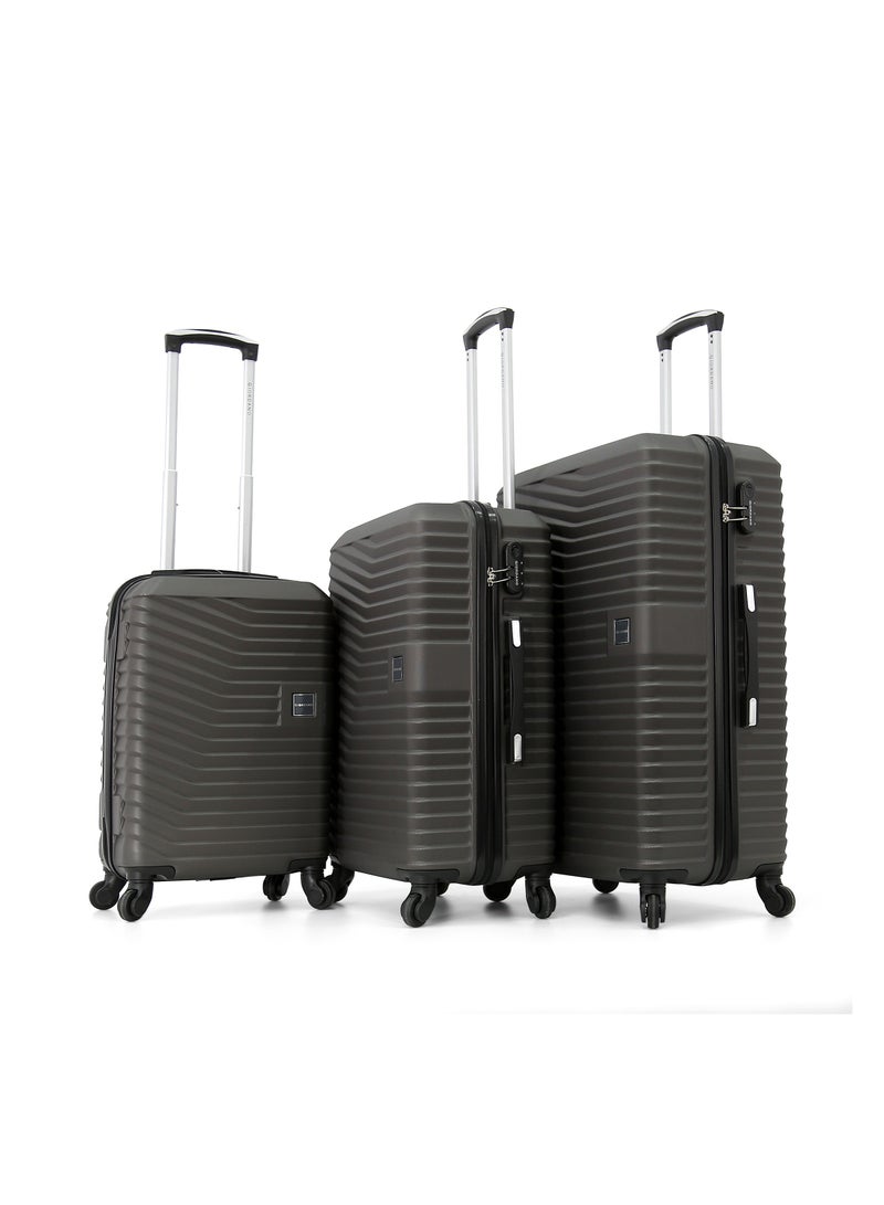 GIORDANO Giordano ABS Hardside Luggage Trolley Bag 3-Piece Set – Grey – 20"/24"/28"  - Image 1