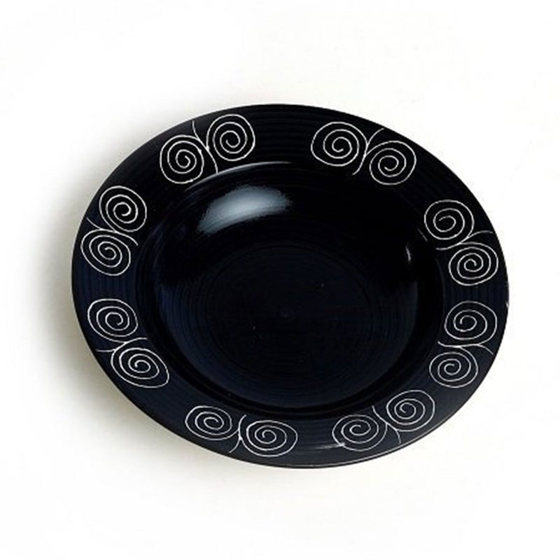 Caffeine Caffeine Ceramic Handmade Stoneware Black Doodle Soup Plates/Pasta Plate/Maggie Plate/Macaroni Plate 9" (Set of 6 Dishwasher & Microwave Safe) - Image 5