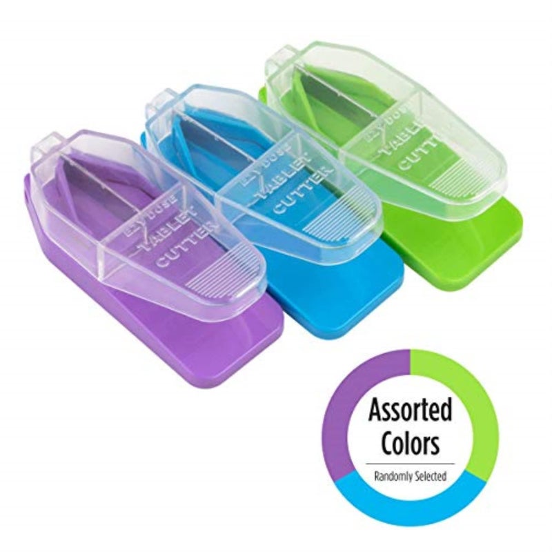 EZY DOSE Pill Cutter and Splitter, Safely Cuts Large, Small and Tiny Pills, Vitamins, Tablets in half, Accurate Easy Cutting, Stainless Steel Blade, Travel Sized, Easy to Use, Color May Vary, BPA Free - Image 2