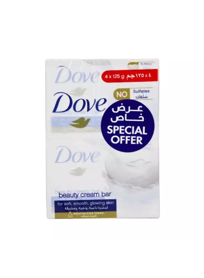 Dove صابون دوف كريم الجمال لبشرة ناعمة ومتألقة - 4X125 جرام - Image 1