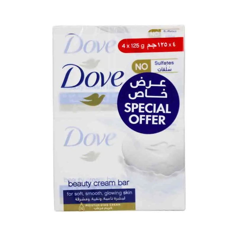 Dove صابون دوف كريم الجمال لبشرة ناعمة ومتألقة - 4X125 جرام - Image 1