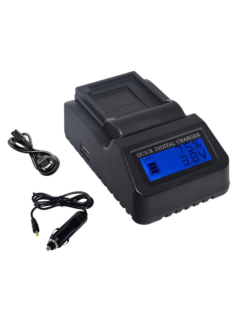 DMK Power LCD USB QUICK DIGITAL RAPID CHARGER Compatible with Panasonic DMW-BCC12 Lumix CGA-S005 S005A/1B S005E S005GK Lumix DMC-FS1 FS2 -FX01 FX07-FX1 FX3 FX8 FX9 FX10 FX12 FX50 FX100 FX150 FX180 -LX1 LX2 LX3 - Image 1