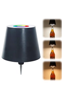 Wireless Bottle Lamp, 2024 New 3 Color Stepless Dimming Rechargeable Wine Bottle Light, Touch LED with RGB Breathing Light, Portable Cordless Lamp for Bars and Restaurants, Black (1PC)