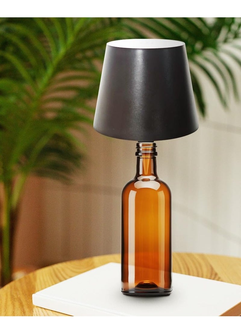 Excefore - Wireless Bottle Lamp, 2024 New 3 Color Stepless Dimming Rechargeable Wine Bottle Light, Touch LED with RGB Breathing Light, Portable Cordless Lamp for Bars and Restaurants, Black (1PC) - Image 1