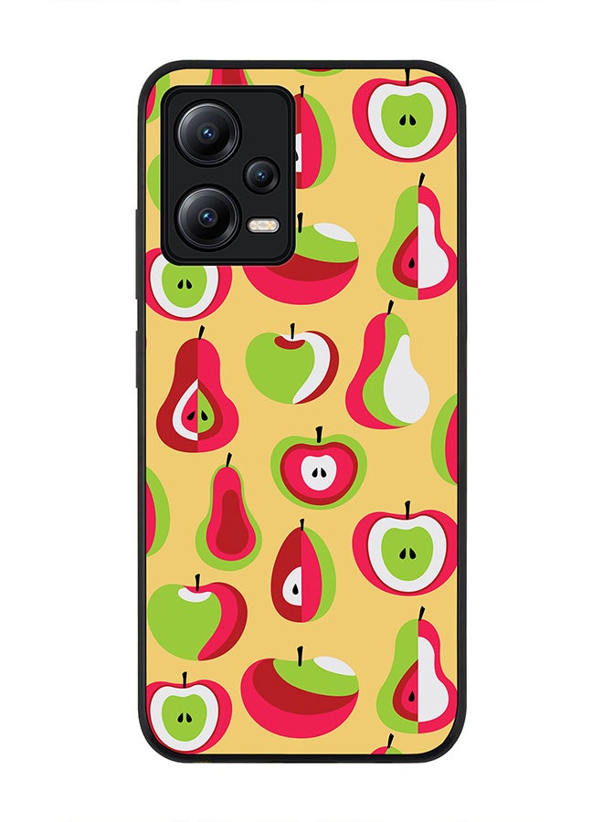 Stylizedd Rugged Black edge case for Poco X5 / Redmi Note 12 5G Slim fit Soft Case Flexible Rubber Edges Anti Drop TPU Gel Thin Cover - Modern Apple - Image 1