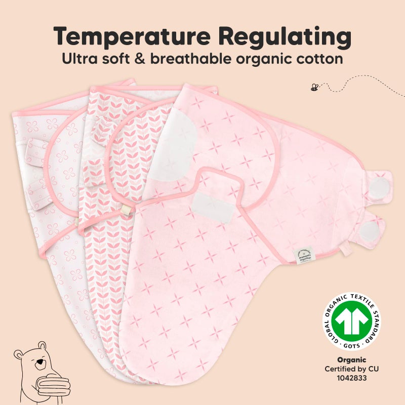 KeaBabies 3-Pack Organic Baby Swaddle Sleep Sacks - Swaddles for Newborns, Infant 3-6 Months, Baby Girls, Boys, Soft & Snug Newborn Sleep Sack, Nursery Swaddling Blankets (Blossom, L) - Image 4