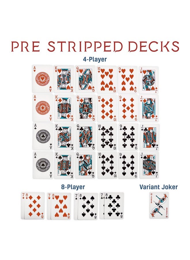 Brybelly - Euchre Card Game - 2 Specialty Decks Pre-Stripped To 33 Cards For Classic American Euchre Or 32 Card 6-Player Variant - Custom Bower Jacks Card Art And Blank Counter Cards Included - Image 1