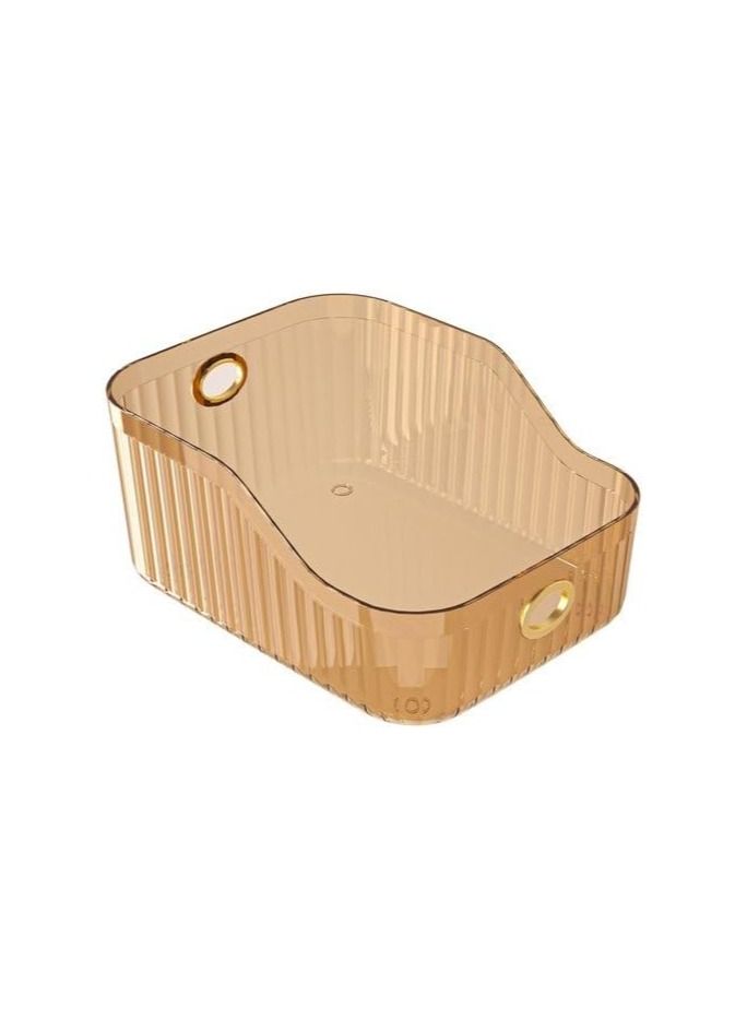 Spaceshoop Cosmetic Storage Box, Desktop Lipstick Decoration Table Skin Care Products Mask Transparent Sundries Acrylic Remote Control Box Brown Large - Image 1