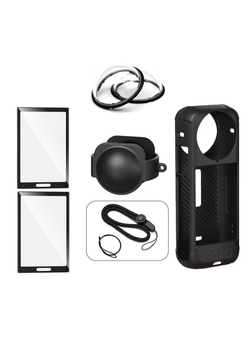 Arabest Insta 360 X4 Accessory Kit, Silicone Case, Lens Guard, Silicone Lens Cap, Screen Protector Protective Film Soft Bag Sleeve compatible - Image 1