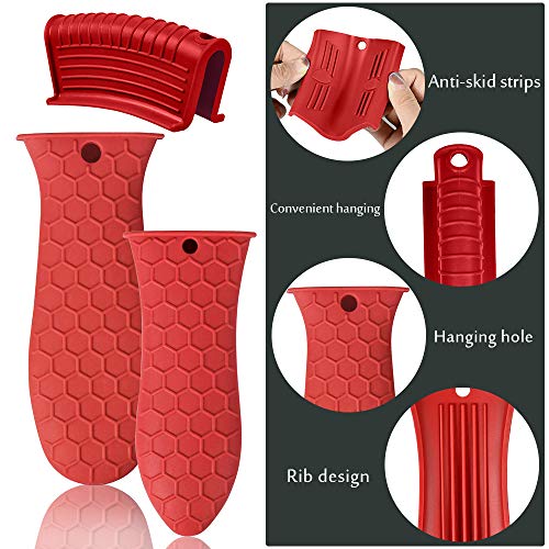 EVAHOM Silicone Hot Handle Holder, Heat Resistant Potholder Cookware Handle Cast Iron Skillets Handles Grip Covers for Cast Iron Skillet - Image 3