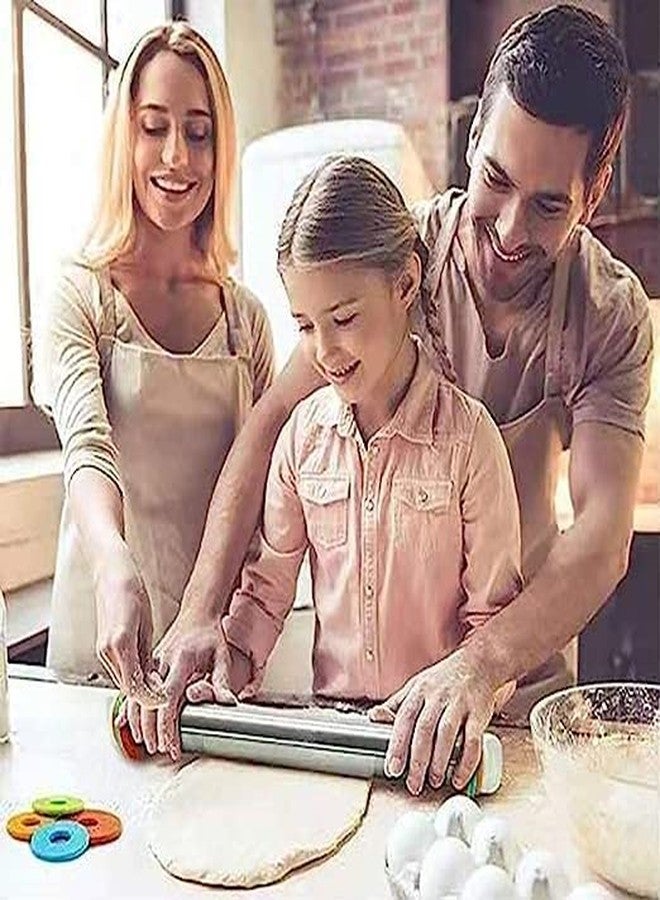 Birzar Rolling Pin Stainless Steel Rolling Pin Adjustable Rolling Pins for Baking Cookie Chapati Fondant Dough Pastry Pizza Pie Crust, Stainless Steel Roller Pin. - Image 2