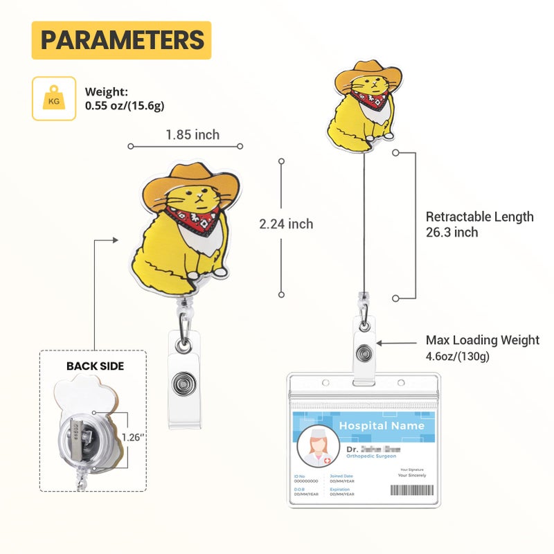 Itokey Cowboy Cat Badge Reel  Funny Badge Holder  Cute Nurse Name Tag With Retractable Clip  Medical Worker Id Card Holders  Pediatric Nursing Accessories For Nurse Doctor Student Teacher Office - Image 5