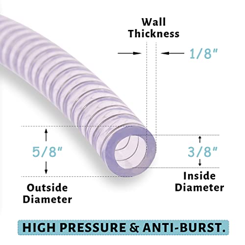 DAVCO 3/8" ID x 100 ft PVC Reinforced Tubing With Spiral Steel Wire, High Pressure Flexible Vinyl Hose Heavy Duty Clear Suction Tube,Non-Toxic, Vacuum Dust Collection Pipe - Image 4