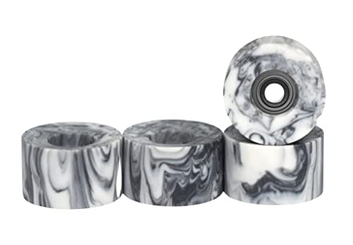 Teak Tuning Apex 61D Urethane Fingerboard Wheels Cruiser Style Bowl Shaped 87mm Diameter ABEC9 Stealth Bearings Made in The USA Grey White Swirl Colorway - Image 1