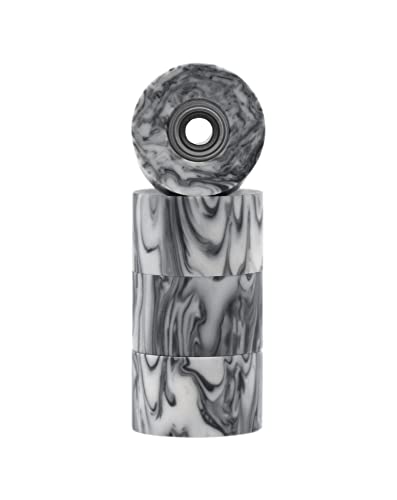 Teak Tuning Apex 61D Urethane Fingerboard Wheels Cruiser Style Bowl Shaped 87mm Diameter ABEC9 Stealth Bearings Made in The USA Grey White Swirl Colorway - Image 5
