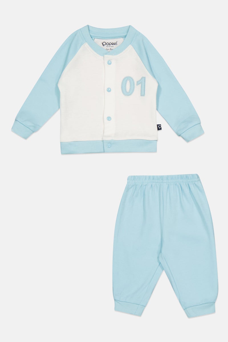 POPEES Toddlers Boy 2 Pcs Two Tone T-Shirt And Pants Set, Multicolor - Image 2