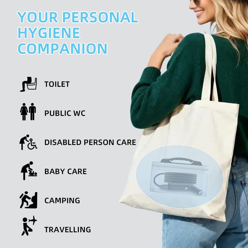 TELANPU Portable Electric Shattaf with 1.2m Hose and 2.3L Container - Rechargeable, Compact, and Versatile Personal Hygiene Solution for Travel, Home, Baby Care, Camping, and More (Black)… - Image 2