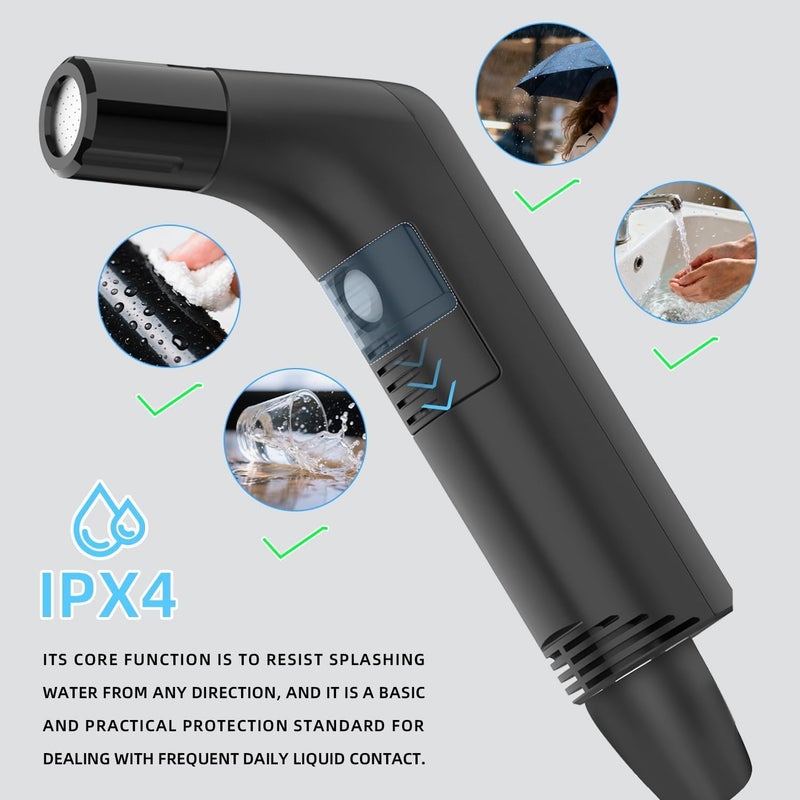 TELANPU Portable Electric Shattaf with 1.2m Hose and 2.3L Container - Rechargeable, Compact, and Versatile Personal Hygiene Solution for Travel, Home, Baby Care, Camping, and More (Black)… - Image 4