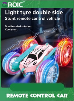 GROIC RC Cars, Pink Remote Control Car,2.4 GHZ Double Sided RC Stunt Car 360° Rotating Remote Control Crawler with Headlights Car Toys,Off-Road Stunt Toy Car for Kids  - Image 2