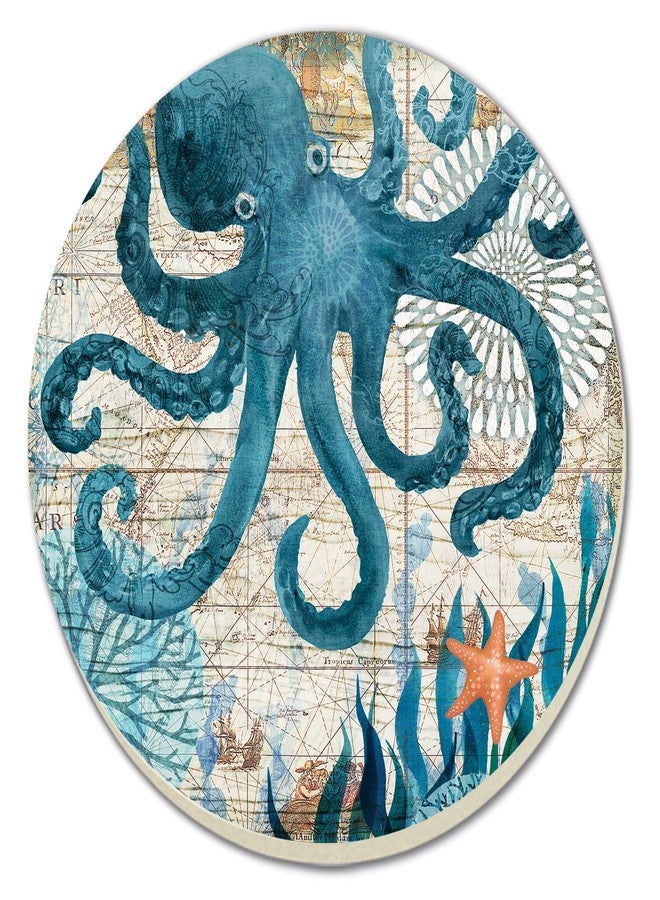 Counterart Monterey Bay Octopus 4-Pack Round Absorbent Stone Coasters with Protective Cork Backing Manufactured in The USA - Image 2