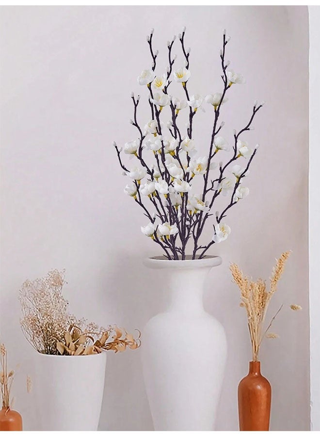 ٨ قطع زهور صناعية بيضاء على شكل زهر الخوخ، سيقان طويلة بطول ٥٥ سم لديكور المنزل والزفاف والفنادق والمكاتب والحدائق - Image 5