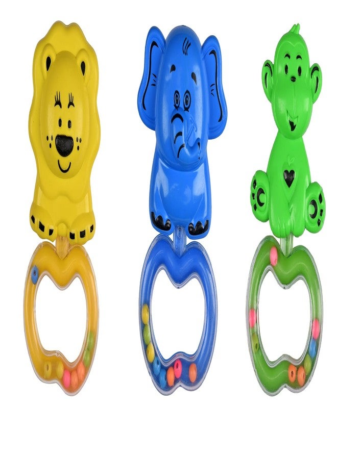 Gurbik Baby Animal Rattle teether Toy for Babies,Non Toxic Plastic(Pack of 3)- Multicolor - Image 1