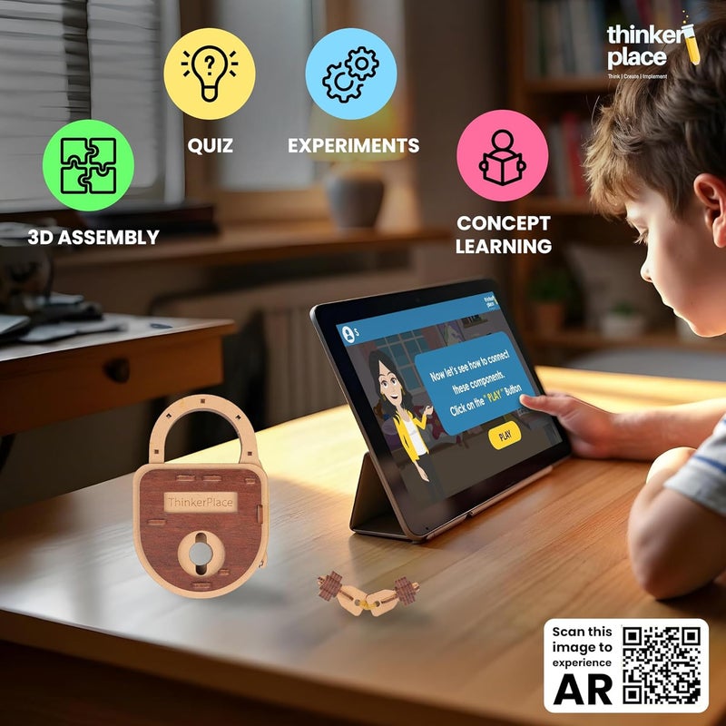 ThinkerPlace DIY Lock & Key for Kids | Build, Color & Play with a Working Lock & Key | STEM Educational Toy for Kids Age 6+ Years | Science & Learning Toy - Image 4