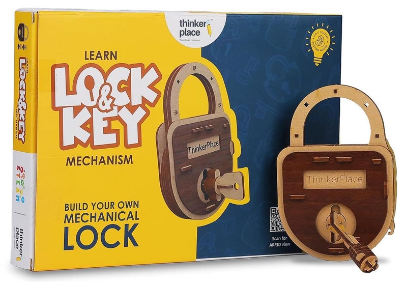 ThinkerPlace DIY Lock & Key for Kids | Build, Color & Play with a Working Lock & Key | STEM Educational Toy for Kids Age 6+ Years | Science & Learning Toy - Image 1