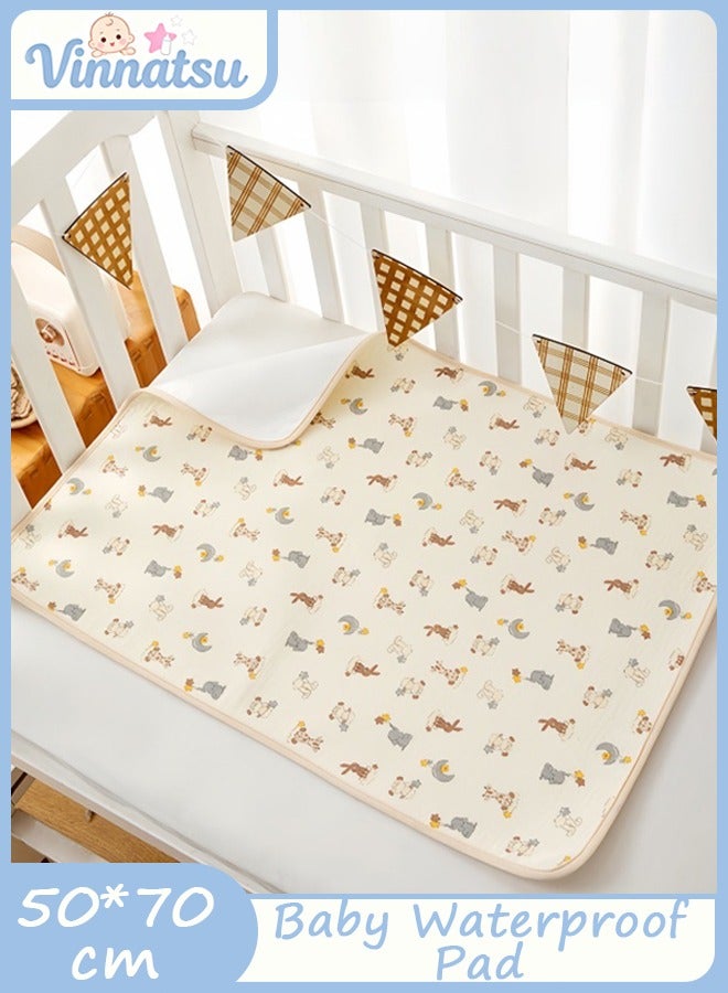 ضغط فين ملاءة سرير مقاومة للماء، وسادة حفاضات للأطفال، وسادة سرير مقاومة للماء وواقي مرتبة قابل للغسل للأطفال الصغار والحيوانات الأليفة والبالغين الذين يعانون من سلس البول، وسادات بول قابلة لإعادة الاستخدام وقابلة للغسل 50 * 70 سم - Image 1