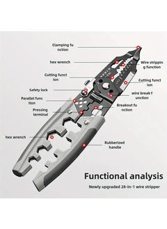 XBEY XBEY 28 In 1 Multifunctional Wire Stripper and Cutter Crimping Tool Wire Stripper Crimping Plier Cable Cutter MultiPurpose Wire Stripper Crimping Tool 28 in1 Wire Stripper  - Image 3