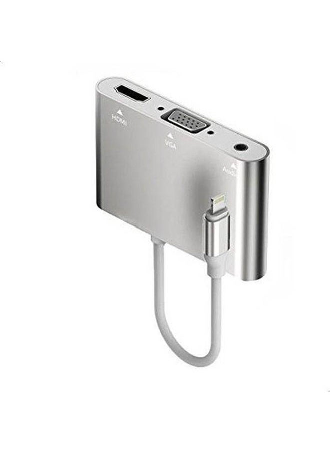 NIBEMINENT - 1080P Lightning To Hdmi Vga Audio Adapter For Iphone7 6/6S/5S/Ipad Ipod Hdtv Silver - Image 1