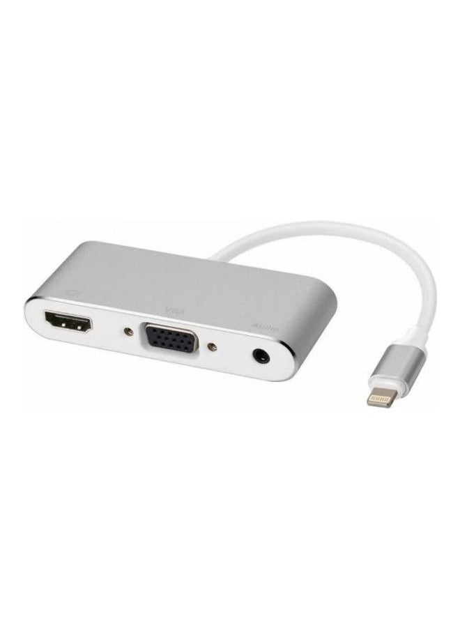 NIBEMINENT - 1080P Lightning To Hdmi Vga Audio Adapter For Iphone7 6/6S/5S/Ipad Ipod Hdtv Silver - Image 1