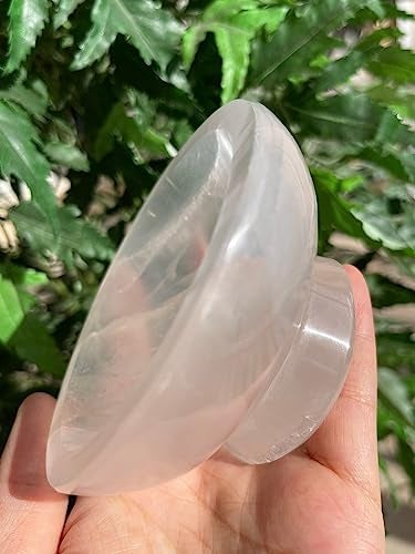 GAF TREASURES Gemstone Carved - 4" Diameter Selenite Crystal Polished Charging Bowl With Pedestal, Selenite Bowl On Stand - Image 4